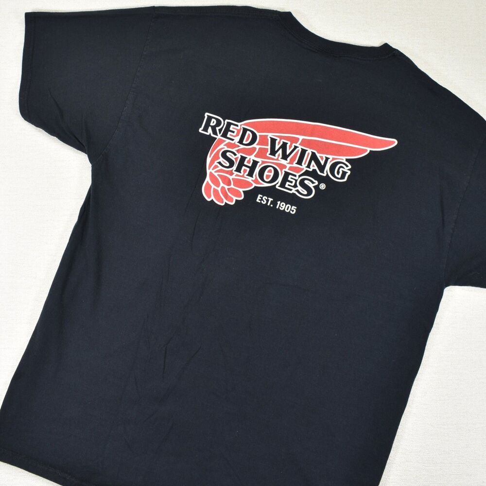 Vintage Red Wing Shoes Mens XL Black T Shirt Heavy Cotton Workwear Graphic Tee